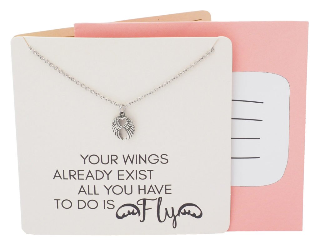 Sports AngeloGuardian Angel Wings Necklace For Sports Lovers, with Inspirational Quote
