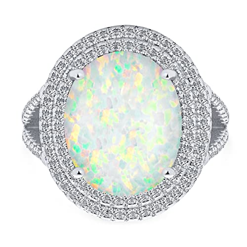 Bague opale blanche argent 925 grand ovale pierre de naissance octobre