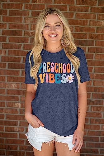 Women Preschool Teacher Shirt Preschool Crew Tshirt Rainbow Leopard Graphic Short Sleeve Tee Tops3