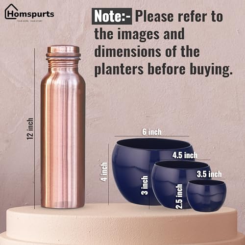 Image of Sunshine Elegant Blue Tabletop Planters Pots for Plants Flowers, Set of 3