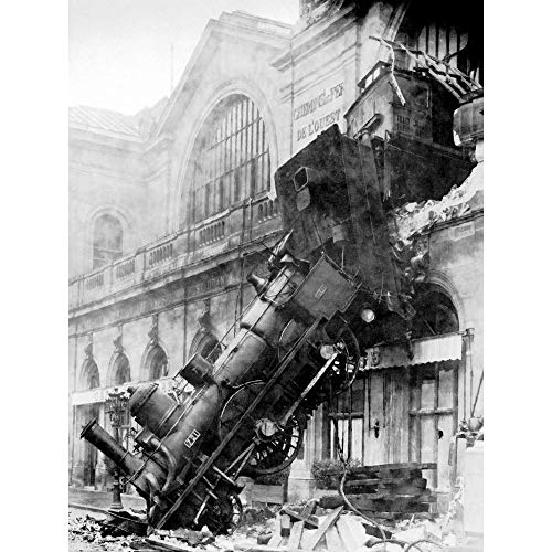 Wee Blue Coo Travel Transport Memorabilia Train Crash Montparnasse Paris France Wall Art Print Mur...