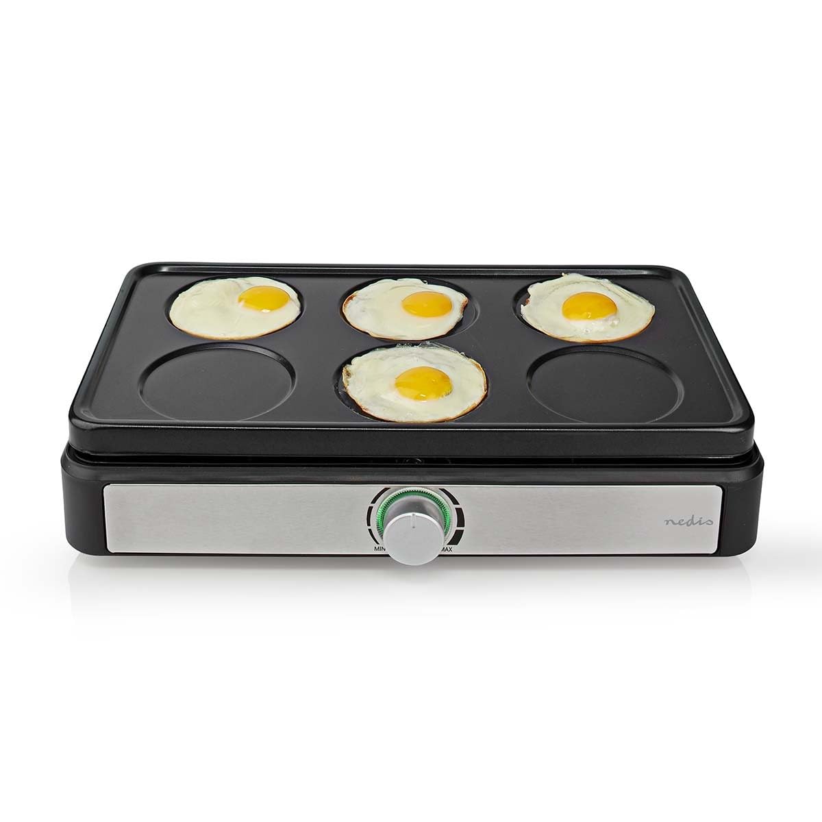 NEDIS FCRA310FBK6 set wok da tavola – per 6 persone – con mini wok e spatole – regolazione della temperatura – rivestimento antiaderente – design rettangolare – nero