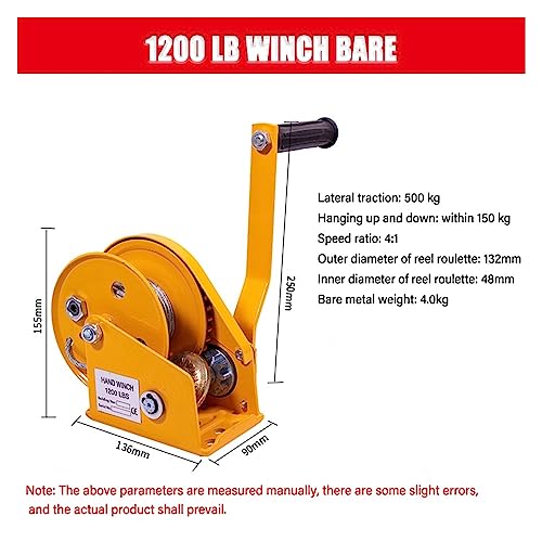 Winche manual eléctrico compacto 1200 lb con cable y gancho miniatura 2
