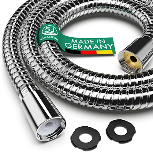 hoffmann Duschschlauch 160cm Edelstahl mit Verdrehschutz | Standard 1/2" Anschluss | sehr flexibel + knickfest | doppelt gewickelt | Trinkwassergeprüft | Made in Germany Cover
