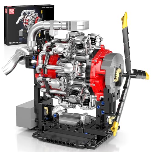 Mould King Technik Motor Bausteine Modell, Engine Modellbausatz Klemmbausteine für Erwachsene, MOC Benzinmotor als Spielzeug/Geschenk/Sammlerstücke