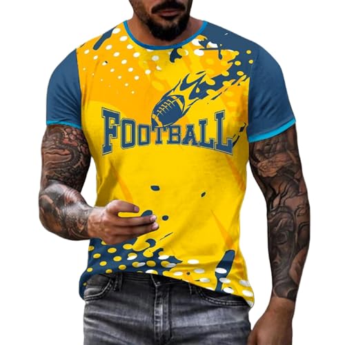 Men\'s Short Sleeves Summer Fashion Personality Casual Football Rugby Casual T Shirt Sports Short Sleeves Wolf Tank Top (Yellow, XXXL) Men\'s Short Sleeves Summer Fashion Personality Casual Football Rugby Casual T Shirt Sports Short Sleeves Wolf Tank Top (Yellow, XXXL)