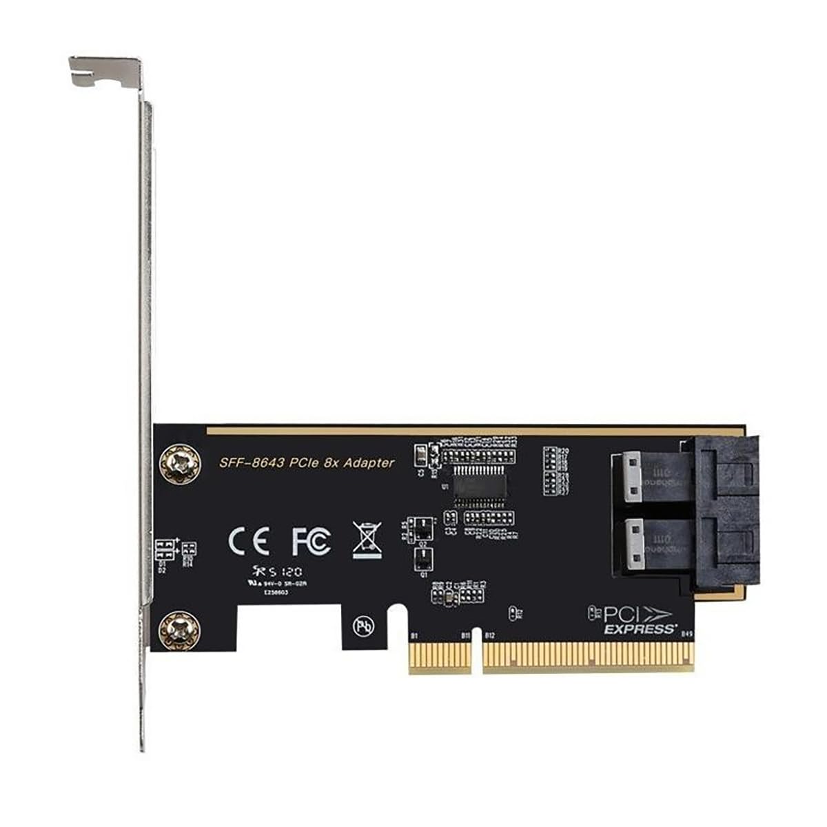 Karta rozszerzeń PCIe 3.0 x16 do U.2 (SFF-8643) NVMe – adapter 4/2/1 do dysków SSD U.2, kompatybilny z gniazdami PCIe x8/x16 (2 porty)