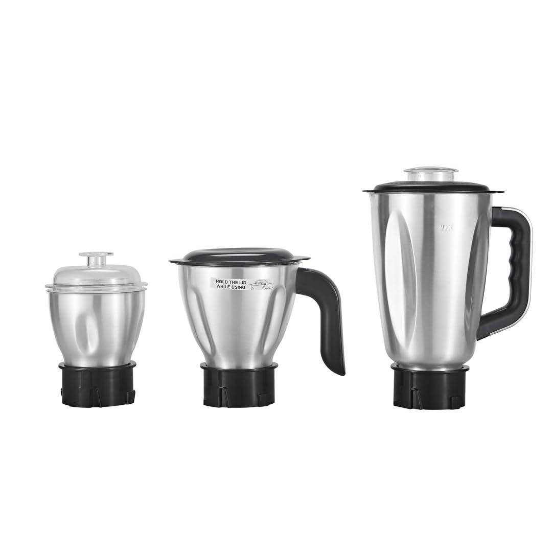 Mixeur Blender 3-en-1 Acier Inoxydable avec 3 Bols, Moteur 700 W Puissant - Silencieux (<60 dB) pour Smoothies, Chutneys, Poudres Sèches