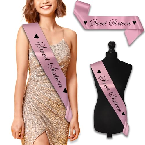 Sweet Sixteen Sash Sweet 16th Birthday Sashes Accessory - Baby Pink2