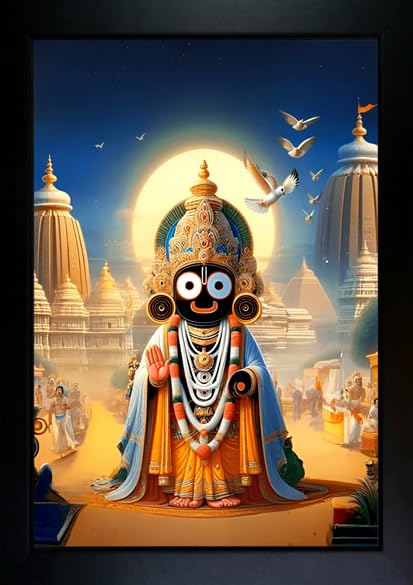 CrowdHall Jagannath Photo Frame | Lord Jagannath Wall Painting For Home Decoration And Gifting (10 x 13.5 inch)
