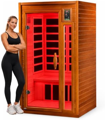 DYNAMIC SAUNAS Barcelona 1-2 Person Infrared Sauna with Red Light...