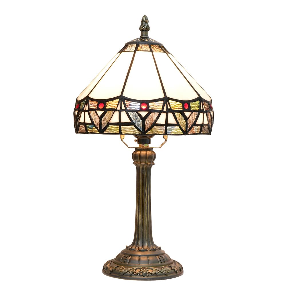 CNSXHAO 8 inch Stained Glass Desk Lamp, Tiffany Style Table Lamp, E27 Vintage Bedside Reading Light for Bedroom Living Room Study Room Office, Flowers