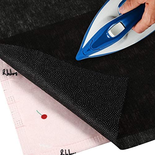 Stazione tessile (nero) 20 metri medio/pesante su interfaccia, larghezza 99 cm, tessuto non tessuto bianco di alta qualità, multiuso pre-tagliato 20 metri (nero)