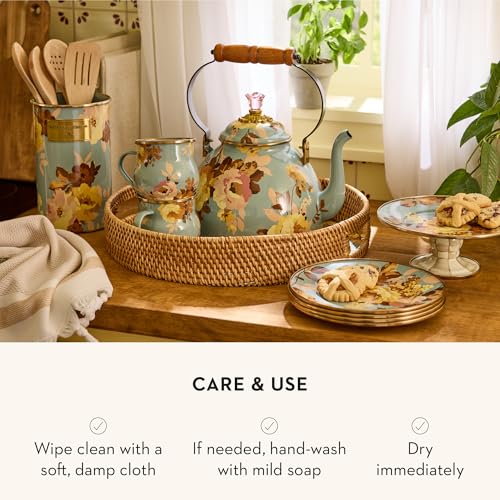 Image of MACKENZIE-CHILDS Enamel Utensil Holder, Wild Rose Slate