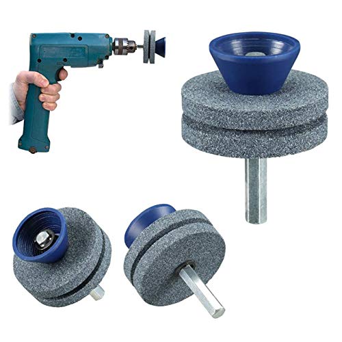 Lawn Mower Blade Sharpener, 3Pcs Blade Sharpener Drill Attachment for Any Power Drill Hand Drill Double-Layer Drill Attachment Blade Sharpener Grinder