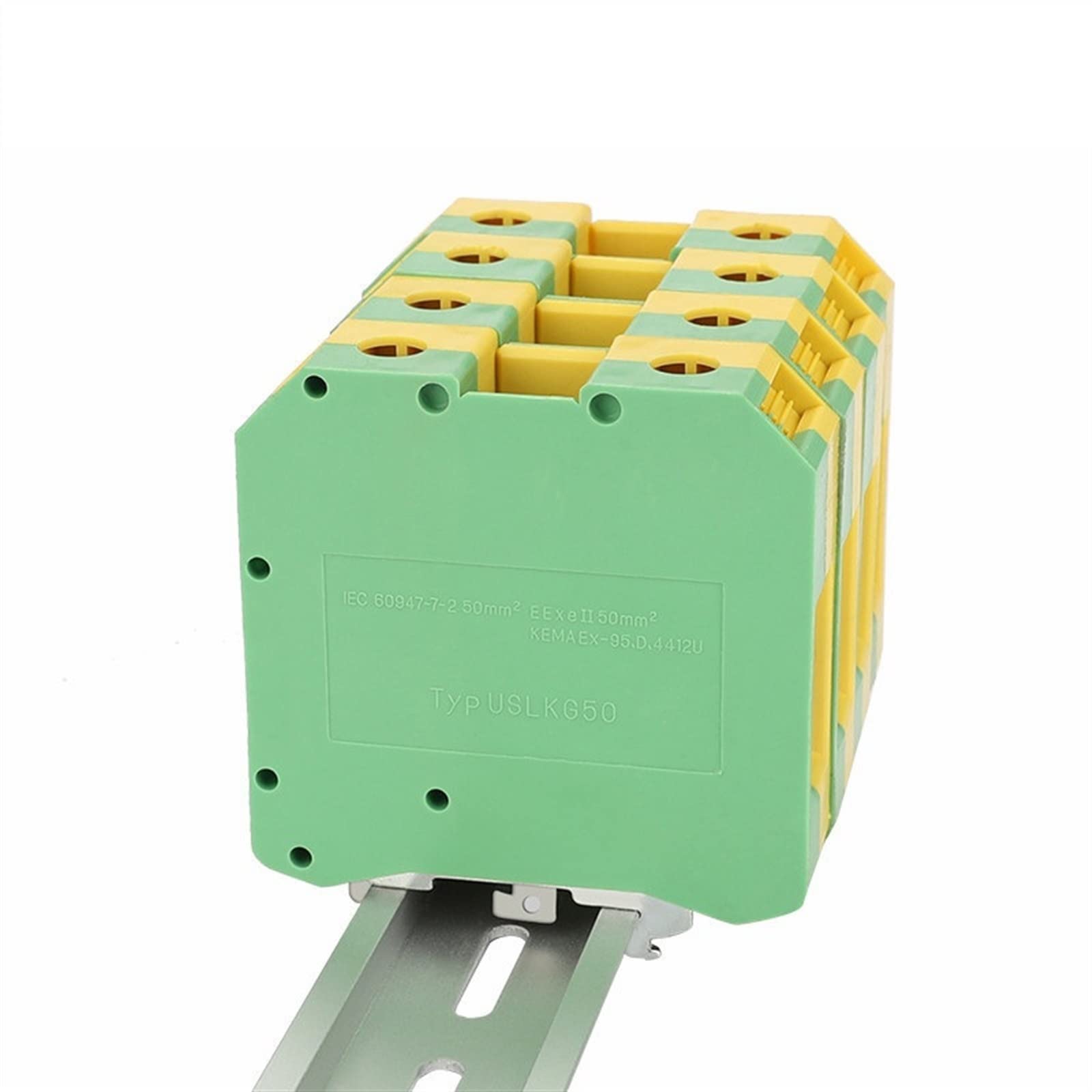 Fil de prise électrique terre 50mm bloqué ? Utilisez le bornier USLKG50 de terre pour rail DIN