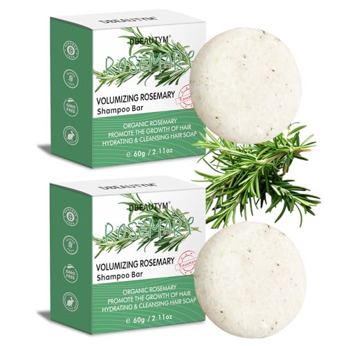 DBEAUTYM 2 Pack Rosemary Hair Shampoo Bar,Deep Cleansing for Scalp Hair Loss Shampoo Soap,Organic Hair Oil Control,Solid Shampoo for Hair Growth, Refreshing and Hydrating Soap for Women Gifts