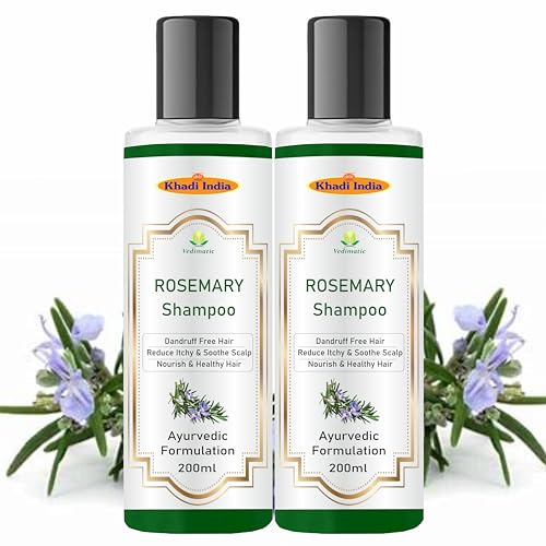 Image of Khadi Vedimatic Rosemary Anti Hair Fall Shampoo with Rosemary, Methi Dana & Amla for Reducing Hair Loss & Breakage- 200 ml | For Men and Women (Pack Of 2, Rosemary)