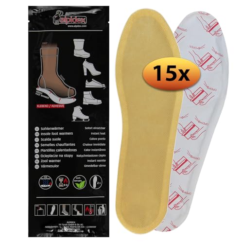 ALPIDEX Calentador Suelas 8┃15┃ 30 Par Calentadores Pies Adhesivo 8 Horas Pies Calientes Plantillas Termicas Calentadoras, Tamaño:S┃35-38, Color:15 pares