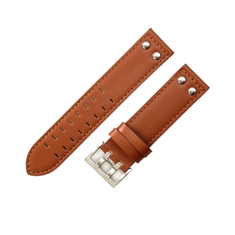 Bracelet montre cuir rivet 20mm style militaire aviateur pour montre kaki