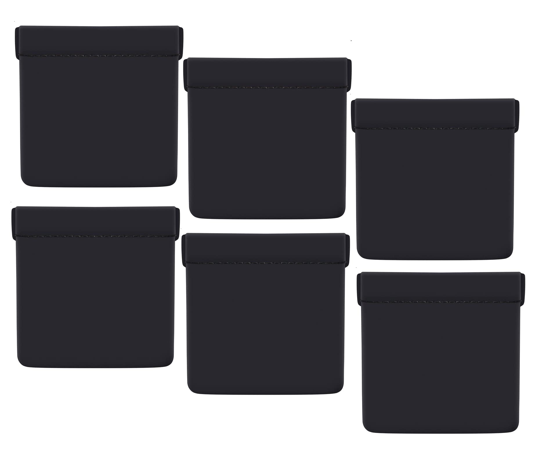 KAIAIWLUOEarphone Pouch,6 PCS PU Leather Earbuds Case Small & Tiny Earphone Cases Portable Pocket Earphone Storage Bag Protective Pouch for Coin USB Charger Keys Jewellery Black