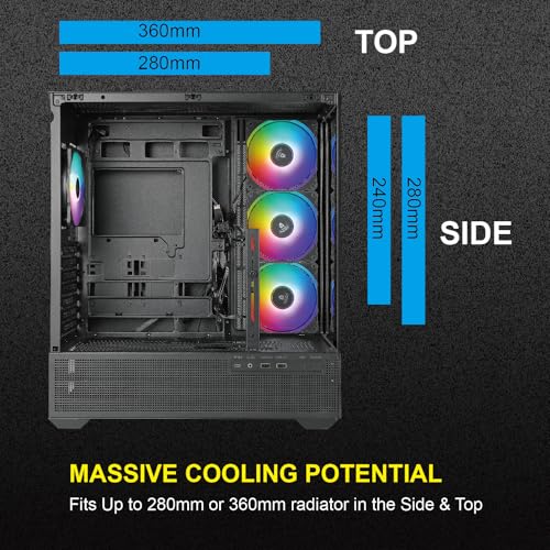 Gabinete para PC AZZA CSAZ-501B Tiara, torre media ATX, panel de vidrio templado, diseño gaming miniatura 3