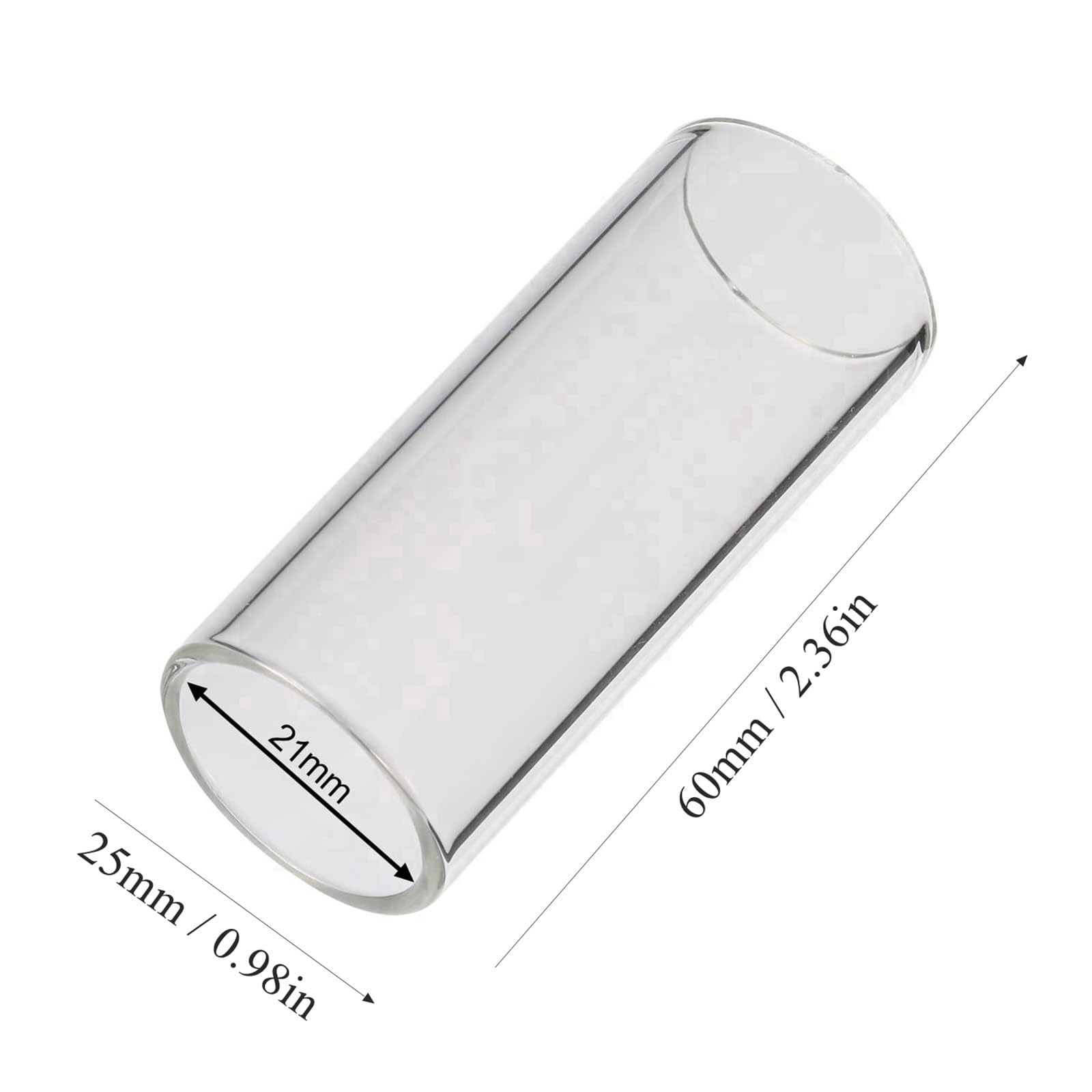 Set Di 2 Slide Per Chitarra In Vetro E Acciaio Inossidabile Lunghezza 60 Mm Con Custodia In Metallo Attrezzi Liutaio Principianti