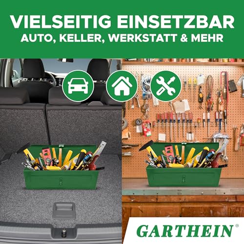 Werkzeugkiste Grün - Metall-Werkzeugkoffer für Auto, Werkstatt & Garage - Stabile Werkzeugaufbewahrung für Heimwerker & Profis - Werkzeugkiste Metallbox - Profi Heimwerker Werkzeugkoffer