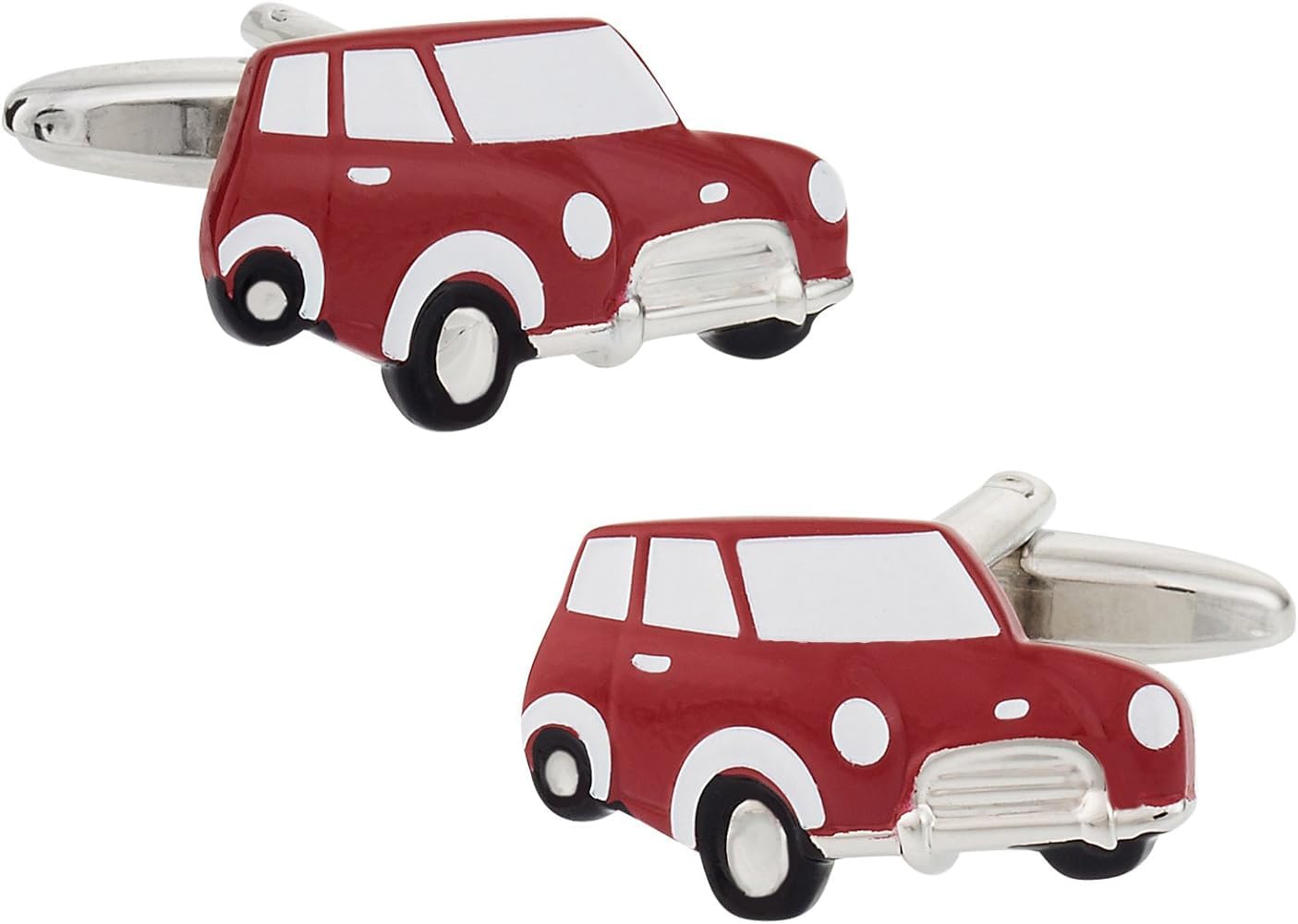 Gemelolandia | - Gemelos de coche mini (rojo), color rojo y plata Gemelos Originales Para Camisas | Para Hombres y Niños | Regalos Para Bodas, Comuniones, Bautizos y Otros Eventos