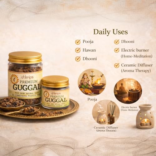 Image of Pure & Natural Guggal (Guggul) Resin for Puja, Hawan & Meditation | Traditional Ayurvedic & Spiritual Use | Authentic Guggal Dhoop (80gm)