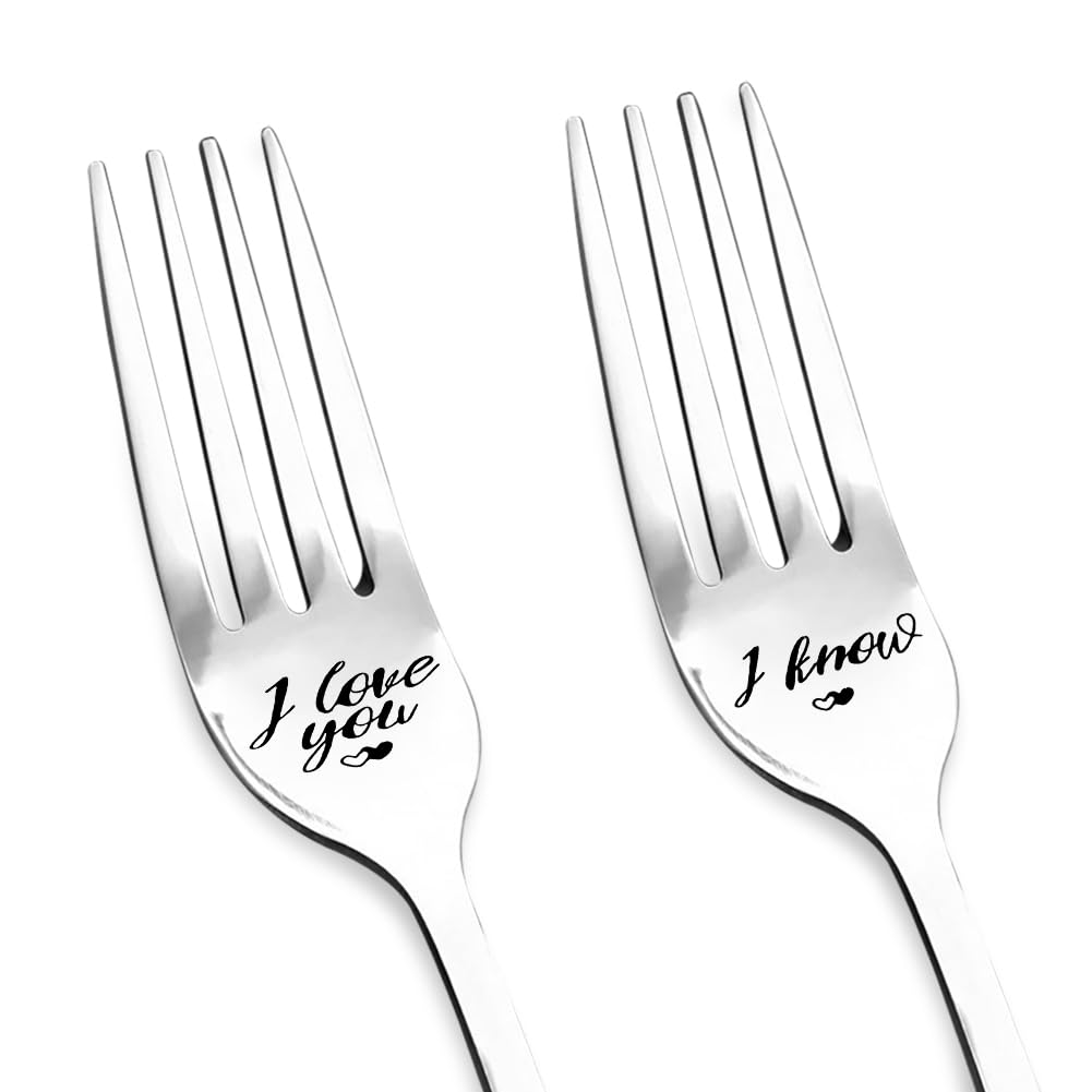Valentines Day Gifts for Boyfriend Girlfriend I Love You Forks for Couples Romantic Anniversary Birthday Gifts for Wife Husband Cake Dessert Fork Engagament Gifts for Best Friend Bride and Groom