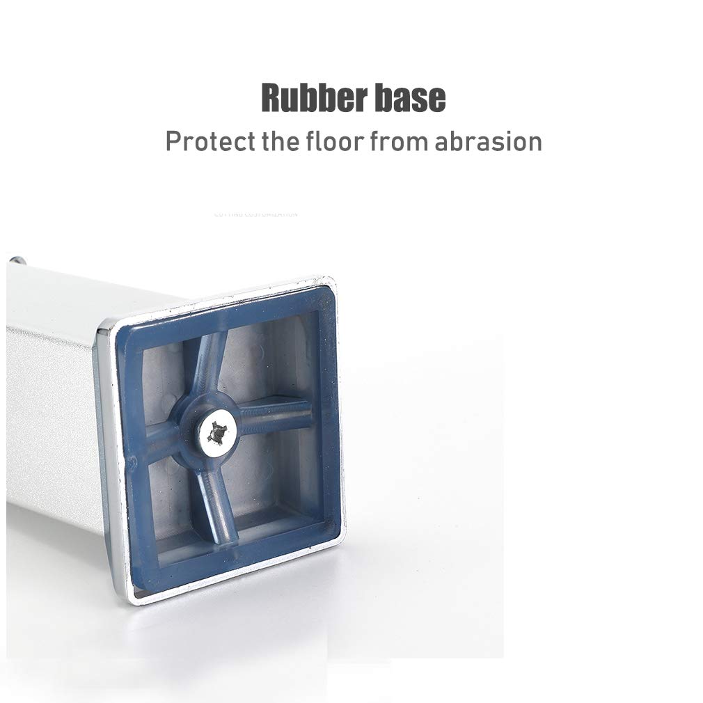 Patas de muebles en pies de aleación de aluminio para muebles cuadrados que no se oxidan, base de goma, piso protector, para sala de estar, cocina, baño, sofá, mesa de café, mueble de TV, mueble de ba