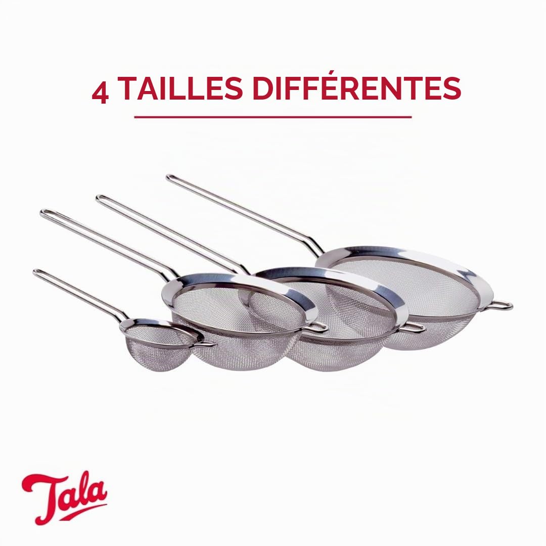 Tala Petite Passoire 8 cm Acier Inoxydable Tamis Fin Double Support Thé Vrac