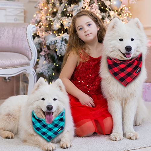 Gofshy Buffalo Plaid Dog Bandanas Fall Christmas Small 6Pcs Dog Gifts Red Blue Green Orange Black Brown Dog Scarf Adjustable Kerchief For Small X-Small Dogs Cats Puppy Bandana #TOP3