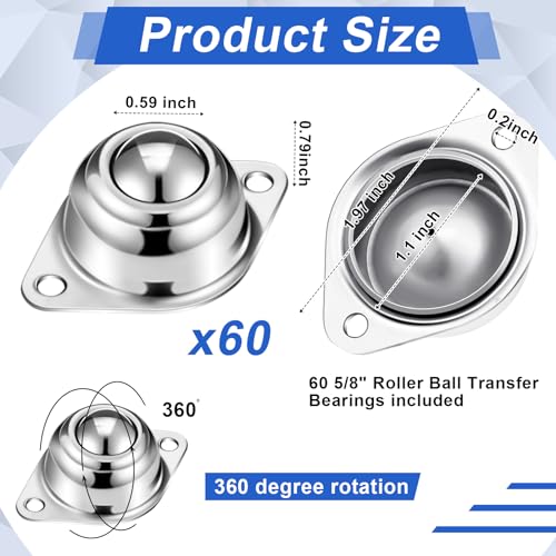 Blulu BLULU-ROLLER BALL-46 5/8 Inch Roller Ball Transfer Bearing Carbon Steel Round Ball Transfer Unit Ball Casters thumb #1