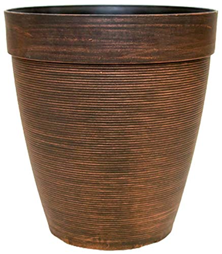 Muddy Hands 26.5 Litre Copper Plant Pot Tall Round Plastic Planter Outdoor Garden Flower Herb Tree