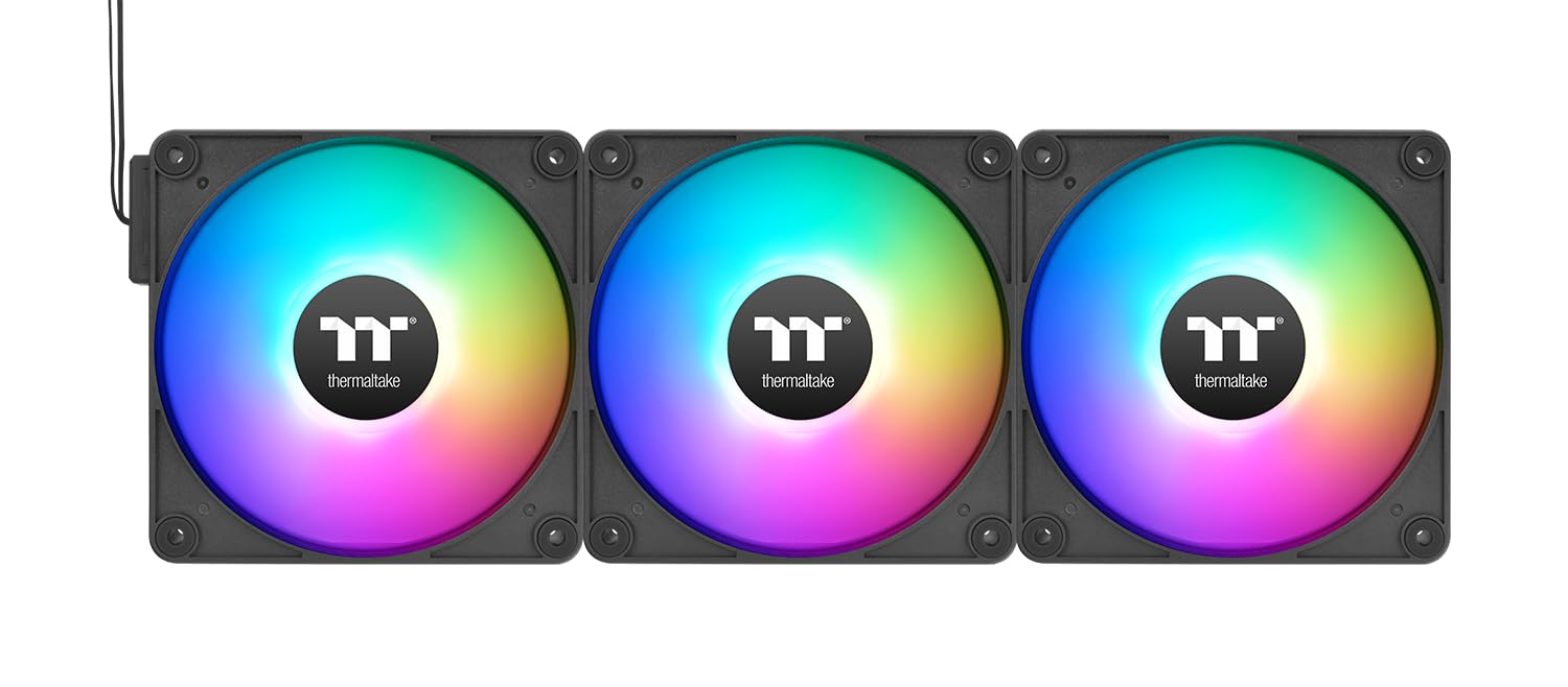 Thermaltake CT140 EX Reverse ARGB Sync | 140mm | 3er-Pack | MagForce 2.0 Magnet-Daisy-Chain | PWM 500–1800 U/min | 9 Addressable LEDs | 5V Mainboard Sync | Hydraulic Bearing | sehr leise | Schwarz
