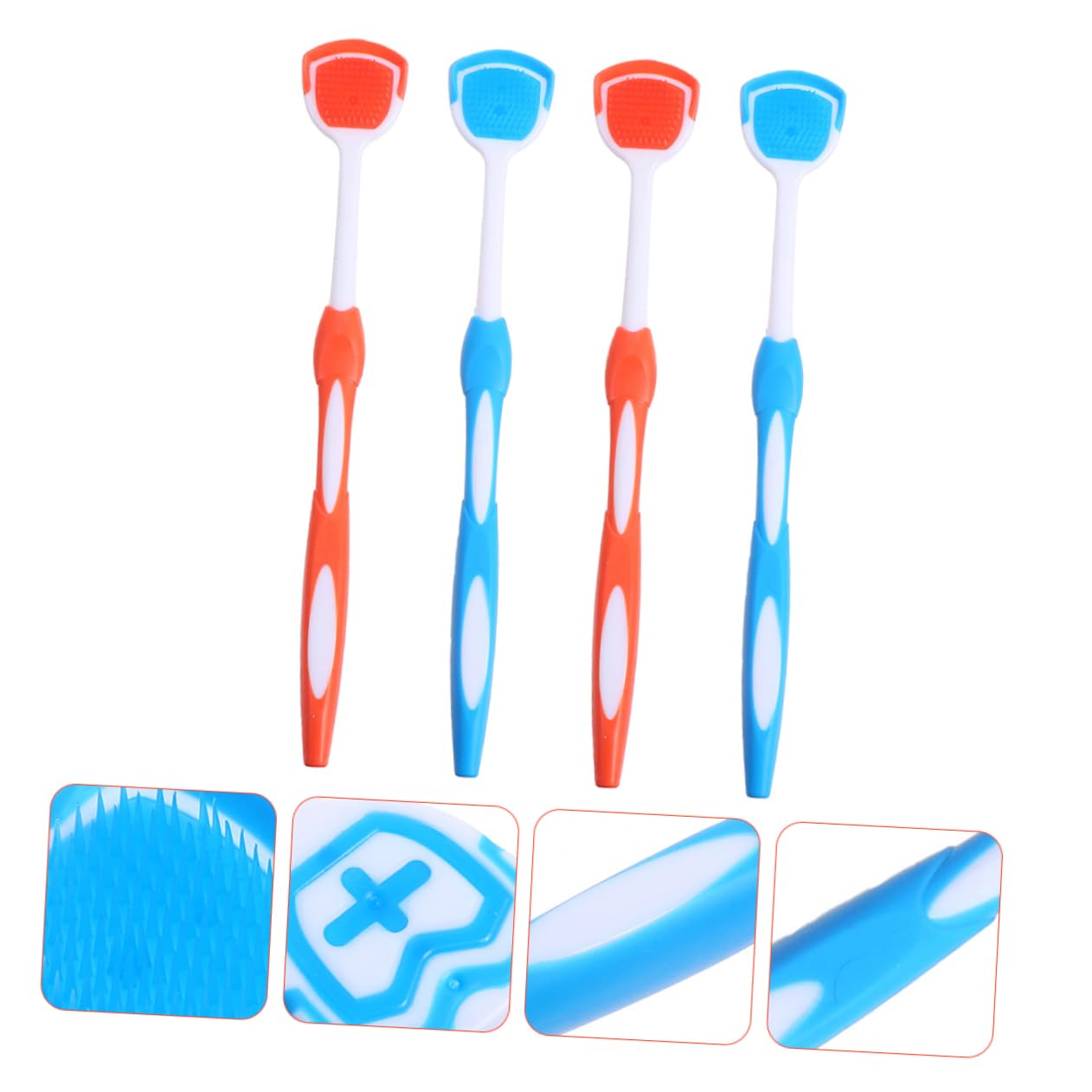 FRCOLOR 3 Set Spazzolini Per Lingua Materiale Resistente Raschietti Per Lingua Ergonomici Per Adulti Colori E Ciascuno 4 Pezzi * 3