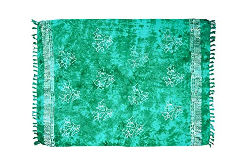 MANUMAR Mujer Pareo opaco, toalla de playa grandes Sarong en Tosca con motivo mariposa, Tamaño XL 175x115cm, toalla vestido de verano, bikini vestido de playa