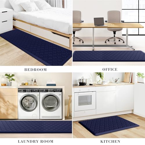 Image of Kitchen Mat [2 PCS] Cushioned Anti-Fatigue Floor Mat Waterproof Non-Skid Kitchen Mats and Rugs Ergonomic Comfort Foam Kitchen Rugs Standing Mat for Floor Office Sink (Blue,20 inchx30 inch+20 inchx60 inch)