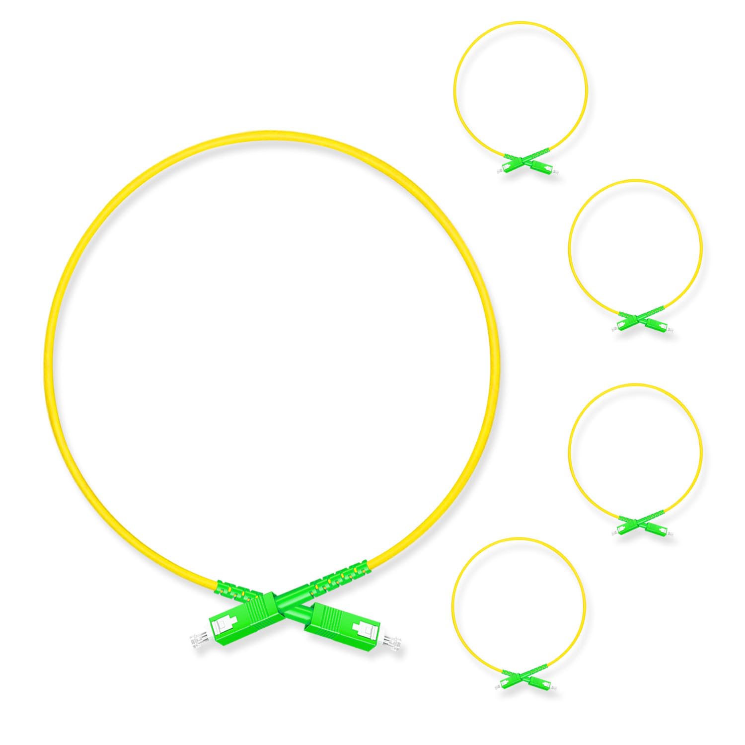 5Pcs 0.5 Meter Fiber Optic Patch Cord SC APC to SC APC, Simplex Single Mode Fiber Cable Jumper OS2 G652D 9/125μm, 1310nm/1550nm LSZH 3.0mm