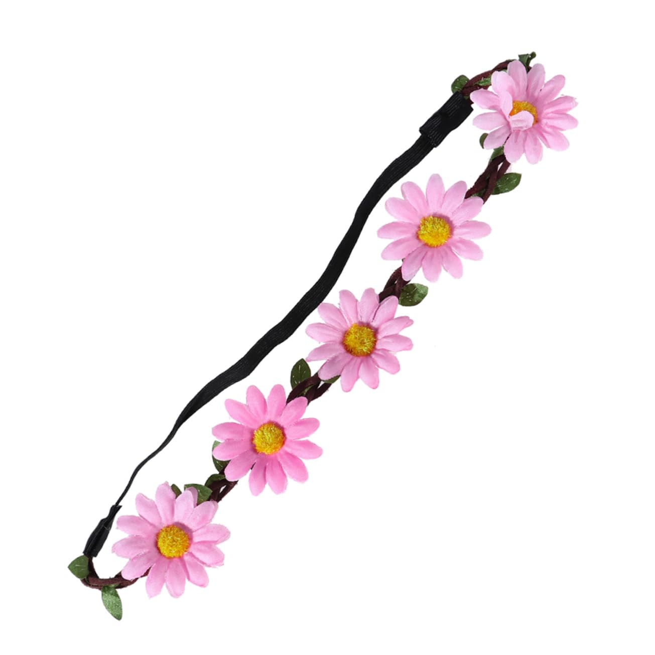 5Pcs Pink Hawaiian Sunflower Hair Wreaths Boho Headband Floral Accessories for Beach Theme Parties and Festivals