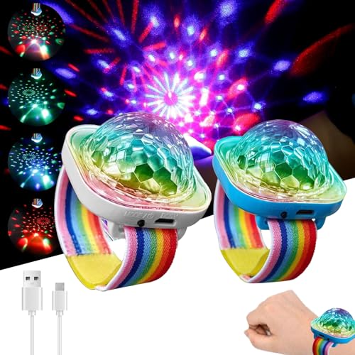 YFCJYBF 2 Stück Disco Kugel Armband，Tragbare, farbenfrohe, blinkende Atmosphärenlichter, geeignet für Club-KTV-Tanzpartys，Discokugel-Kinderarmband-Licht，Tonaktivierte LED-Lichtuhr，Disco Ball Licht