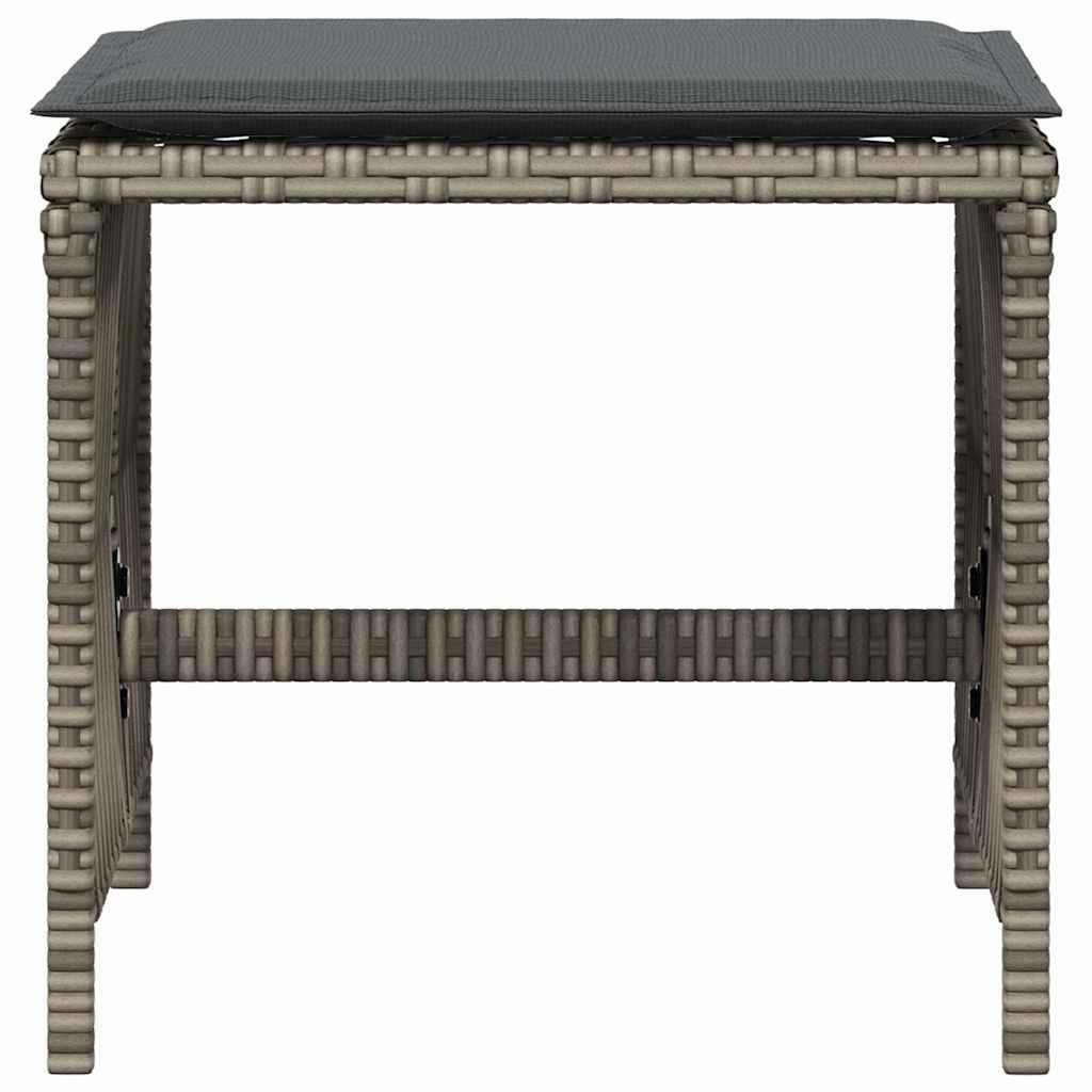 Taboret ogrodowy z poduszką 4 szt. szary 41 x 41 x 36 cm polirattanowy