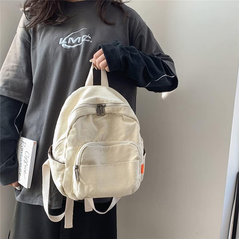 Miniatura 4 de Mini mochila para mujeres y hombres, pequeña bolsa de lona estética, mochila de trabajo, mochila linda, bolso casual, Blanco, Mochilas Daypack