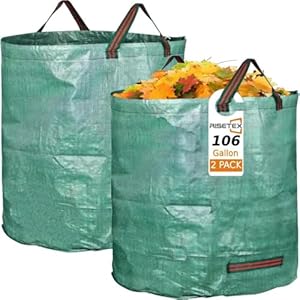 Leaf Collector & Leaf Bag 2-Pack | 106 Gallon Reusable Standable Yard Waste Bags | Portable Durable Garden Clippings Container with 4 Handles for Lawn Care, Camping & Recycling