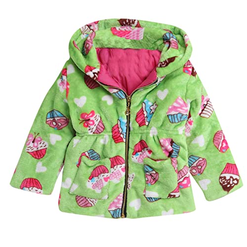 Image of Hopscotch Girls Waist Length Cotton Full Sleeves Fur Jacket in Fuchsia Color