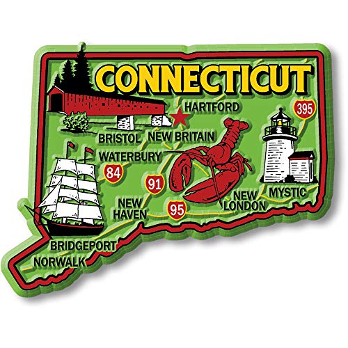 Imán decorativo de goma Connecticut 3.6" x 2.7"