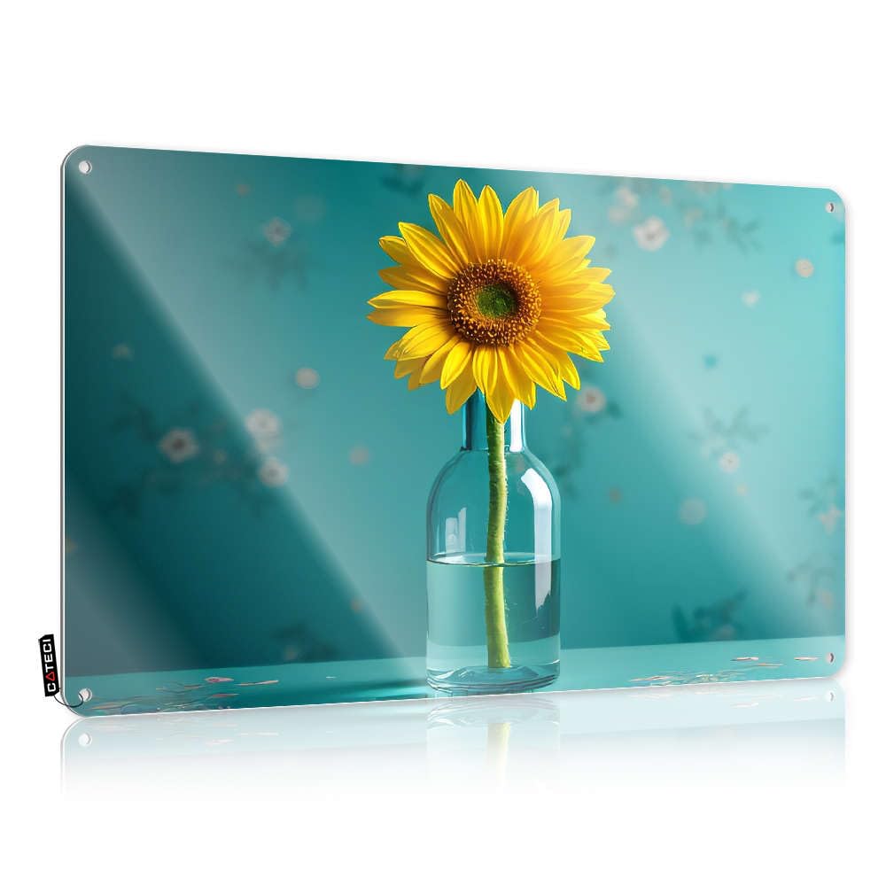 Man Cave Signs For Men A Single Sunflower In A Glass Vase. Tin Sign Funny Patio Signs Mancave Accessories Men(30X40CM)