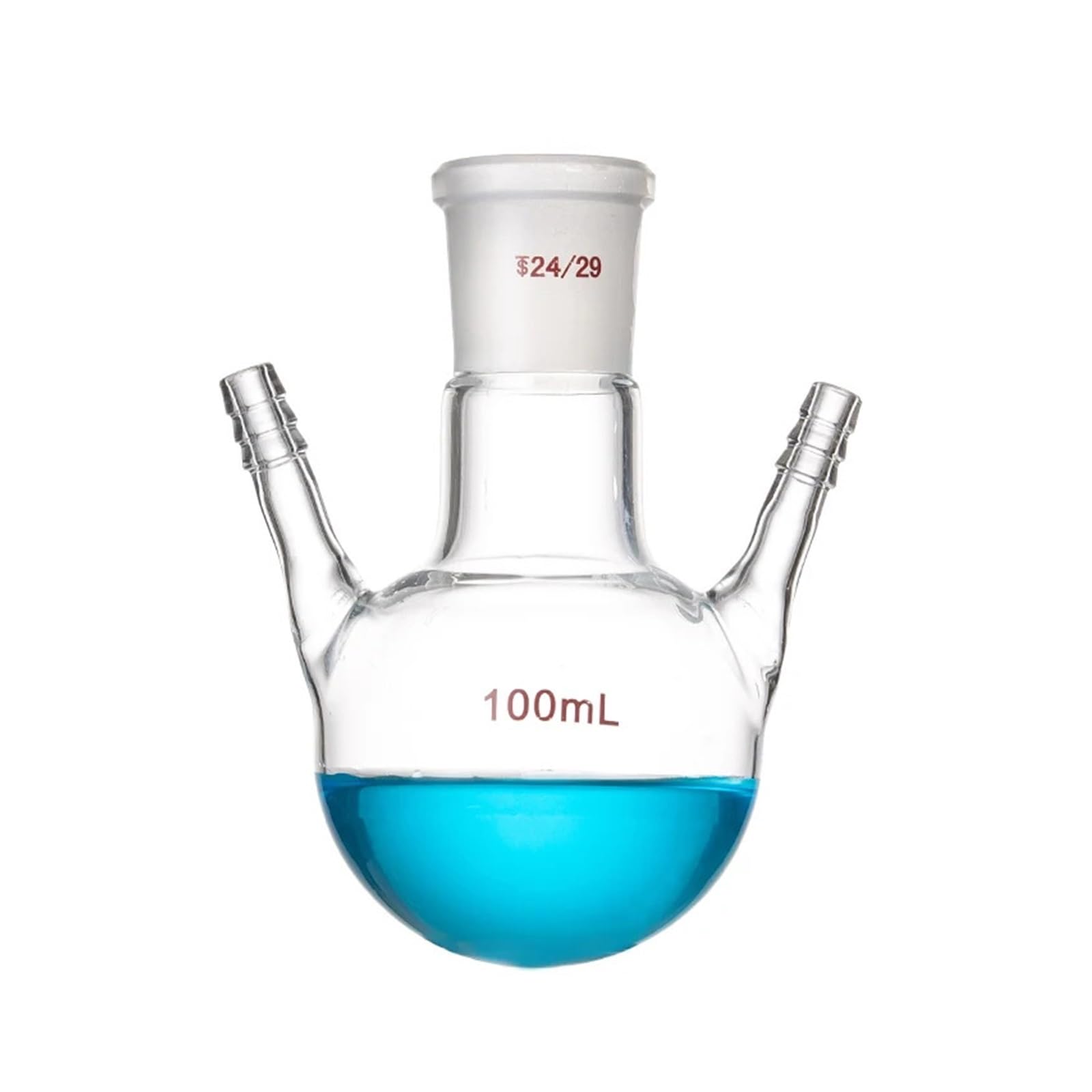 Matraz de doble rama con tubo de rama, matraz de reacción de fondo redondo esférico de vidrio, boca estándar(50ML/24)
